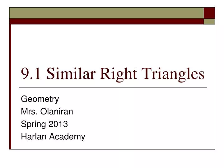 9 1 similar right triangles