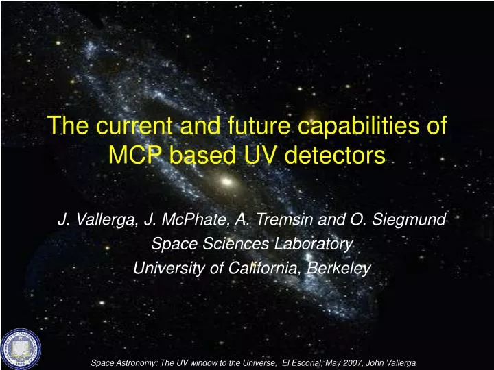 the current and future capabilities of mcp based uv detectors