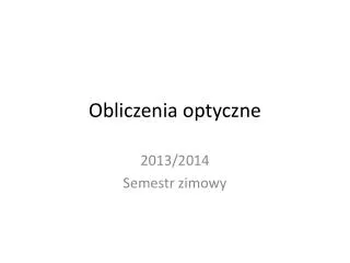 obliczenia optyczne