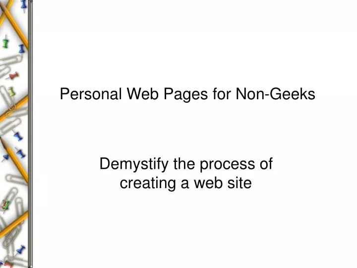 personal web pages for non geeks