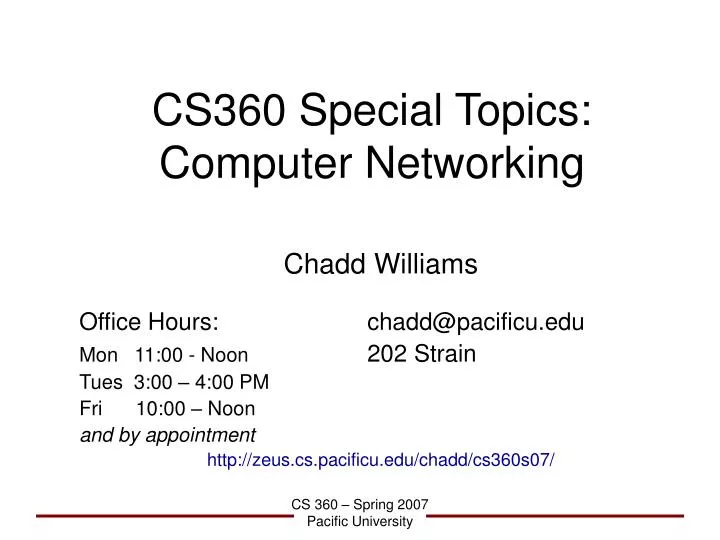 cs360 special topics computer networking