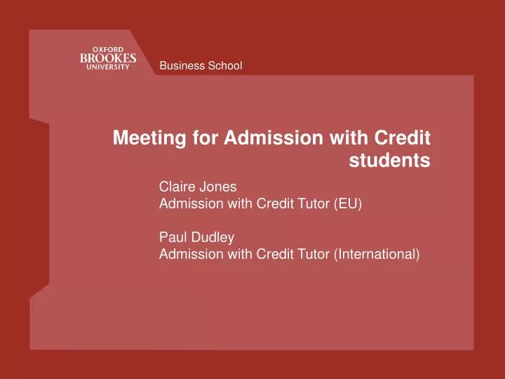 meeting for admission with credit students