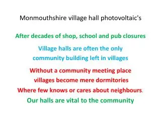 Monmouthshire village hall photovoltaic's