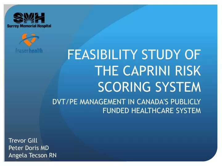 feasibility study of the caprini risk scoring system