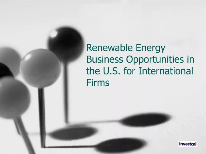 renewable energy business opportunities in the u s for international firms