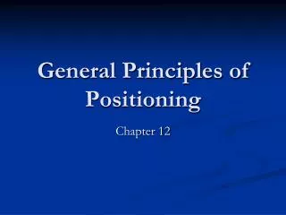 General Principles of Positioning