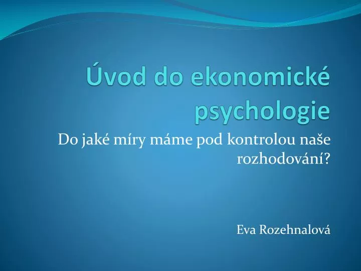 vod do ekonomick psychologie