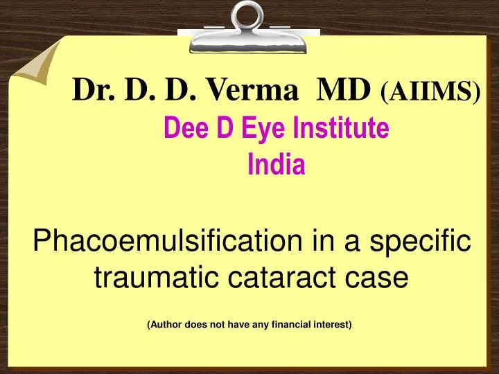 dr d d verma md aiims dee d eye institute india