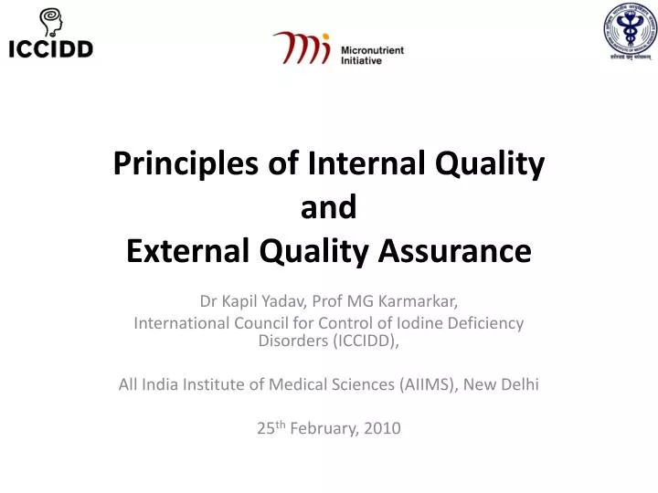 principles of internal quality and external quality assurance