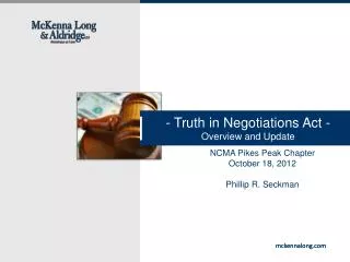 - Truth in Negotiations Act - Overview and Update