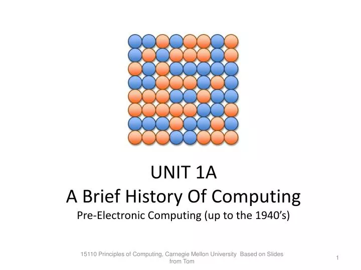 unit 1a a brief history of computing pre electronic computing up to the 1940 s