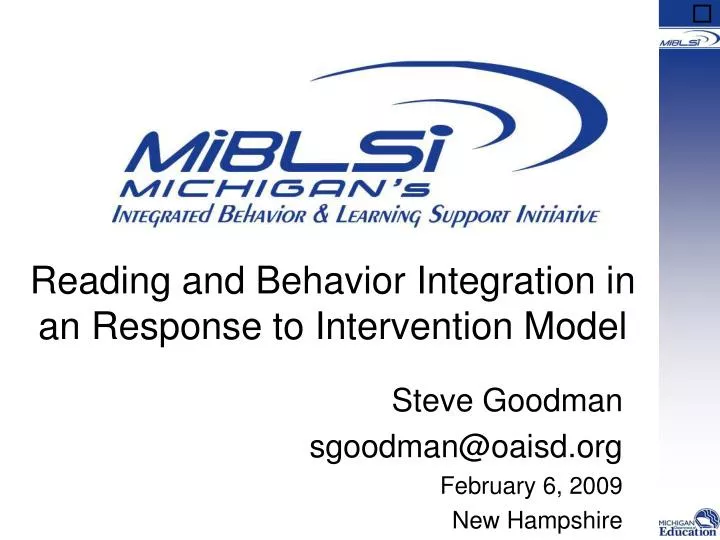 reading and behavior integration in an response to intervention model