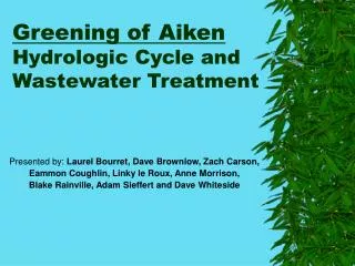 Greening of Aiken Hydrologic Cycle and Wastewater Treatment
