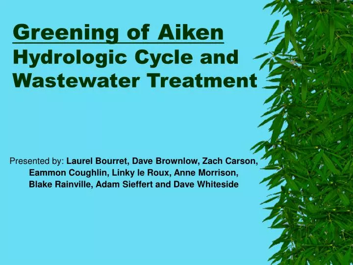 greening of aiken hydrologic cycle and wastewater treatment