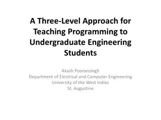 A Three-Level Approach for Teaching Programming to Undergraduate Engineering Students