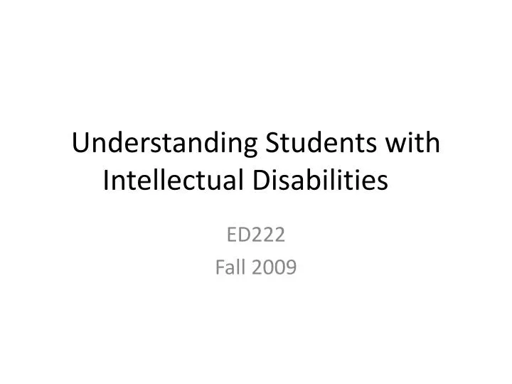 understanding students with intellectual disabilities