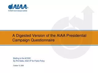A Digested Version of the AIAA Presidential Campaign Questionnaire