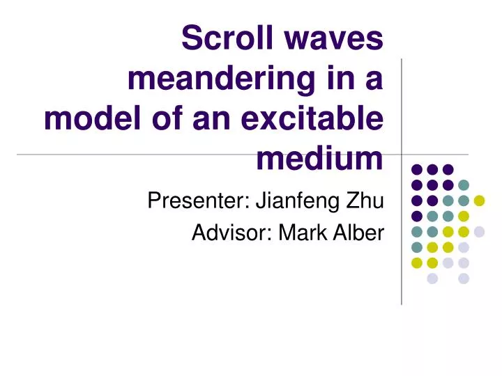 scroll waves meandering in a model of an excitable medium