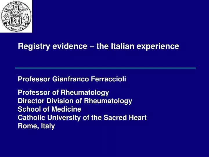 registry evidence the italian experience