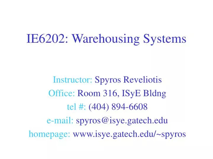 ie6202 warehousing systems