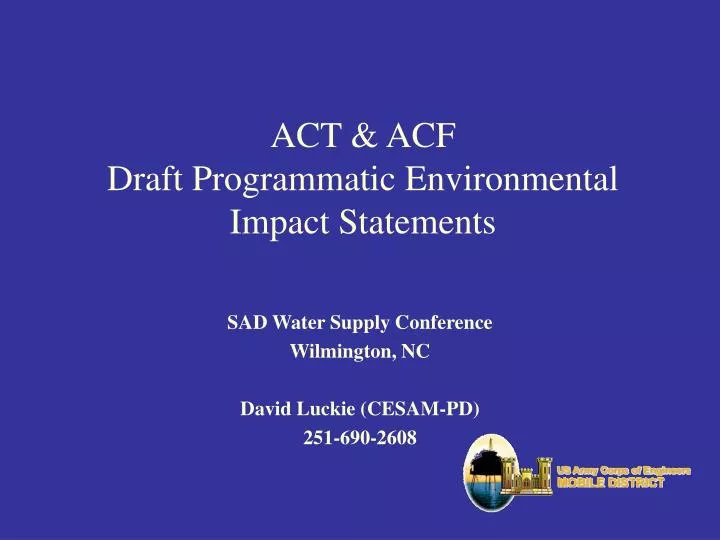 act acf draft programmatic environmental impact statements