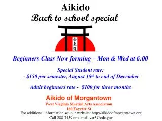 Aikido of Morgantown West Virginia Martial Arts Association 160 Fayette St