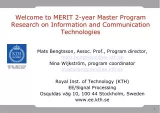 Welcome to MERIT 2-year Master Program Research on Information and Communication Technologies