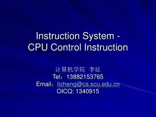 Instruction System - CPU Control Instruction
