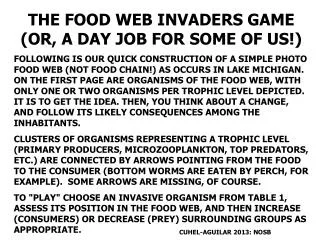 THE FOOD WEB INVADERS GAME (OR, A DAY JOB FOR SOME OF US!)