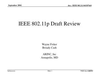 IEEE 802.11p Draft Review