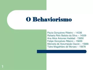 o behaviorismo
