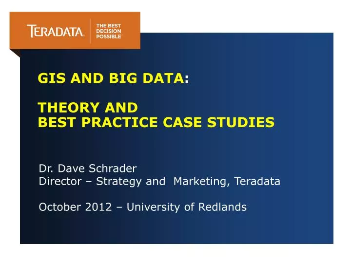 gis and big data theory and best practice case studies