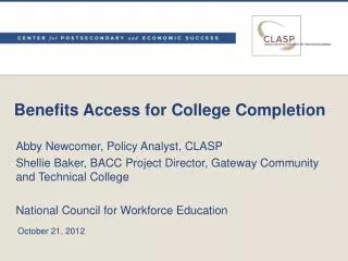 Benefits Access for College Completion