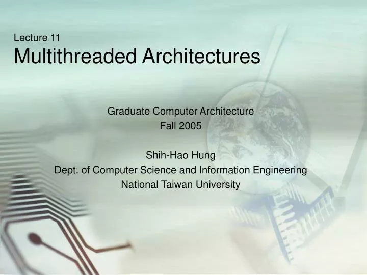 lecture 11 multithreaded architectures
