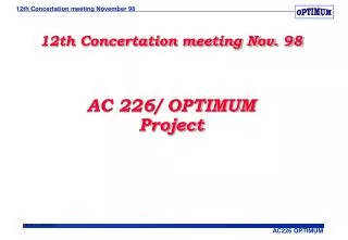 12th Concertation meeting Nov. 98