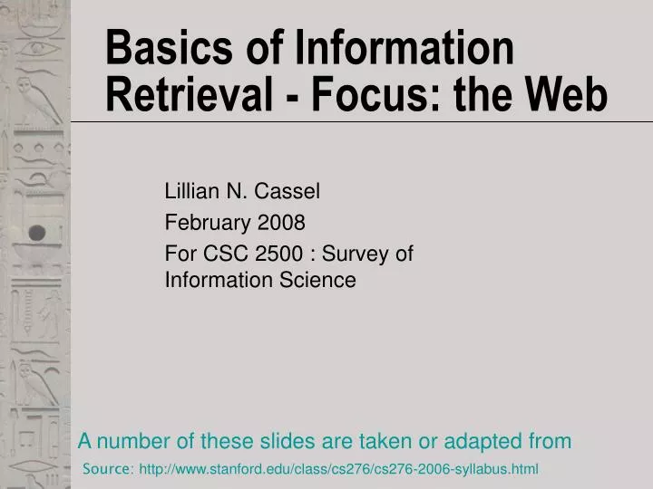 basics of information retrieval focus the web