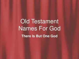 Old Testament Names For God