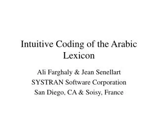 Intuitive Coding of the Arabic Lexicon