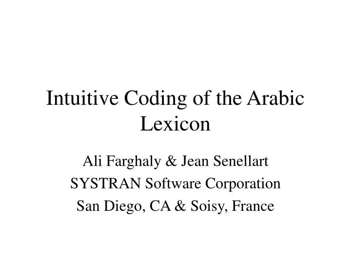 intuitive coding of the arabic lexicon