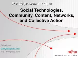 Social Technologies, Community, Content, Networks, and Collective Action