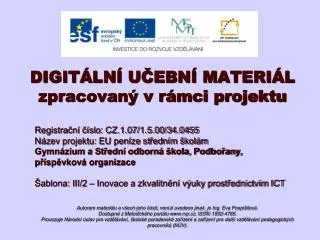 digit ln u ebn materi l zpracovan v r mci projektu