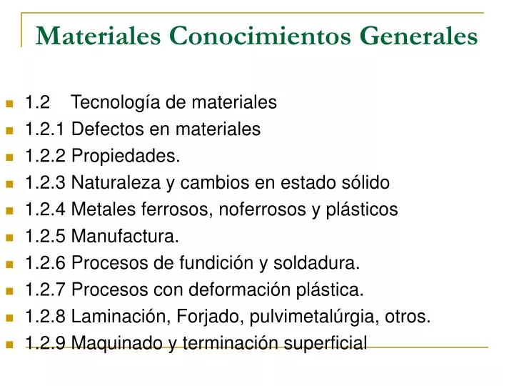 materiales conocimientos generales