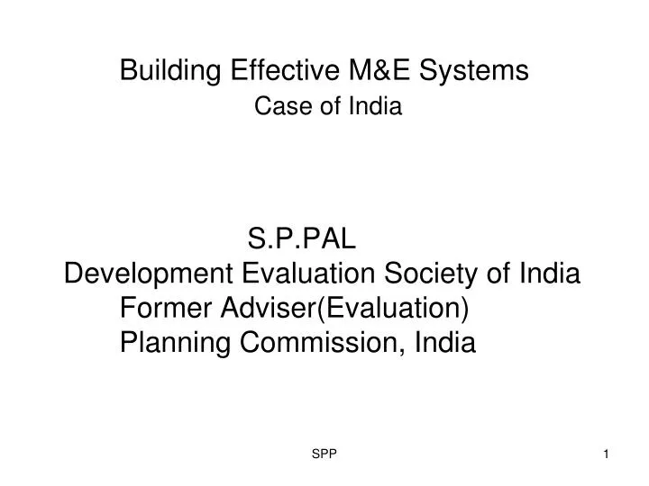 building effective m e systems case of india