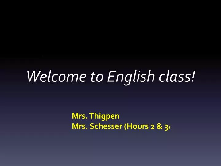 welcome to english class