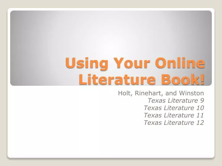 using your online literature book