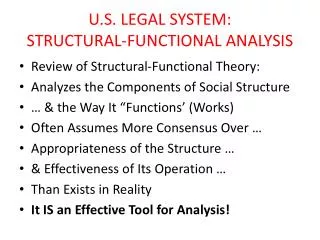 U.S. LEGAL SYSTEM: STRUCTURAL-FUNCTIONAL ANALYSIS