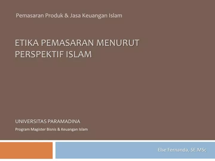 etika pemasaran menurut perspektif islam