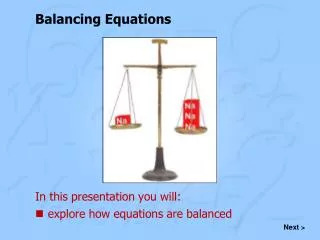 Balancing Equations