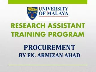 RESEARCH ASSISTANT TRAINING PROGRAM