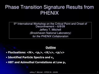 Phase Transition Signature Results from PHENIX